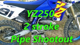 111 YZ250 Pipe Review Pro Circuit vs Scalvini vs Stock Yamaha vs Bonus extra pipe 2 stroke fun [upl. by Anovahs]