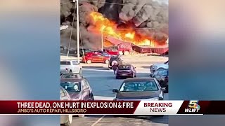 Fire chief 3 dead 1 injured in explosion massive fire at Hillsboro auto shop [upl. by Egide915]