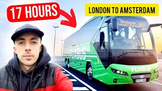 17 HRS ON FLIXBUS COACH  LONDON TO AMSTERDAM [upl. by Bunnie349]