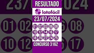 Loto Facil hoje  23072024  Resultado concurso 3162 [upl. by Hadwin]