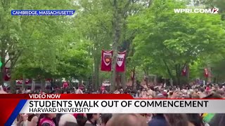 Video Now Students Walk Out During Harvard Commencement [upl. by Desdamonna]