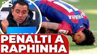 XAVI SE QUEJA por el PENALTI NO PITADO A RAPHINA en el RAYO VALLECANO 1 BARCELONA 1 [upl. by Lebazi149]