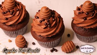 ❀ Recette des Cupcakes de Pâques Tout Chocolat Cœur Praliné ❀ [upl. by Chernow]