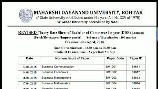 MDU BCom 1st Year Date sheet जल्दी देख लो॥ [upl. by Yemrej]