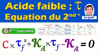 Acide faible et taux davancement  Equation du second degré [upl. by Augie]