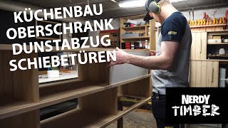 Oberschrank mit versteckter Dunstabzugshaube Schiebetür und Kabelkanal  Küche aus Massivholz [upl. by Llessur419]