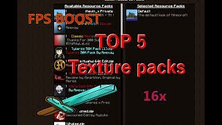 TOP 5 TEXTURE PACKS 16x BOOST FPS [upl. by Rosner]