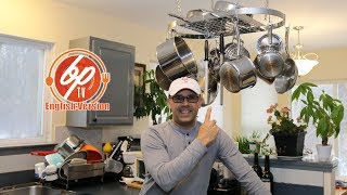 Kitchen Cabinet Space Saving Idea  Hanging Pot Rack [upl. by Crescen]