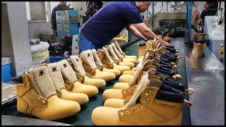 Safety Shoes Mass Manufacturing Process！Impressive Large Factory [upl. by Marie-Jeanne]