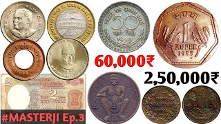 Old Coins Value  1 Rs coin price 25 Lakh  50 Paise sold for 60000  5 rs coin value  MasterJi 3 [upl. by Ymled]