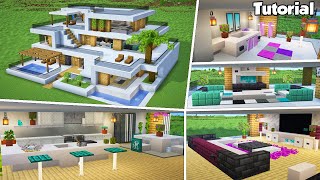 Minecraft Modern House 46 Interior Tutorial  How to Build  💡Material List in Description [upl. by Atekan]