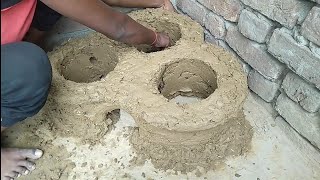 primitive technology oven and chulha  mitti Ka chulha banane Ka tarika  mud stove  free stove [upl. by Nauqan55]