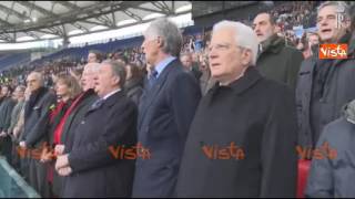 Mattarella canta linno di Mameli con gli azzurri di rugby [upl. by Won]