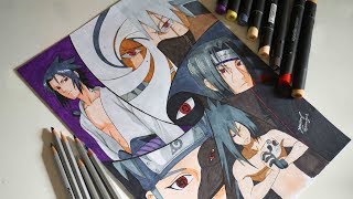 Speed Drawing of Sharingan Characters Naruto OST music [upl. by Trilby]