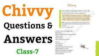 Chivvy  Questions And Answers English For Class 7th NCERT [upl. by Theona77]