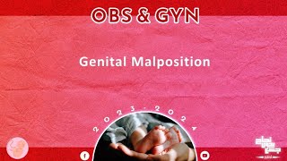 L19 Part 1 Genital malposition prolapse RVF Gynecology [upl. by Llertnek]