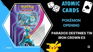 Pokémon Opening  Paradox Destinies Iron Crown ex Tin [upl. by Ezar]