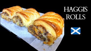 Scottish Haggis Neeps and Tattie Rolls  Haggis Sausage Roll Recipe [upl. by Eadas220]