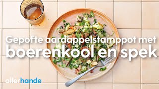 Stamppot boerenkool met gepofte aardappels paddenstoelen amp spek Recept  Allerhande [upl. by Aihsein]