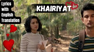 Khairiyat LYRICS with English Translation  Chhichhore  Arijit Singh [upl. by Binny]