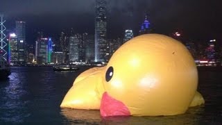 Giant Hong Kong duck deflates [upl. by Anhpad]