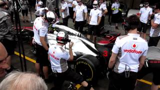 Vodafone McLaren Mercedes MP427 F1 Tyre Changing [upl. by Sewel99]