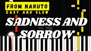 Sadness and Sorrow Piano Tutorial Easy and Slow Sad Song From Naruto Toshio Masuda [upl. by Shuping]