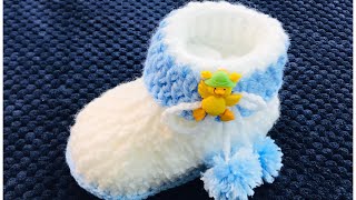 Crochet Baby Booties or Shoes  Left Handed How to Tutorial [upl. by Tik799]