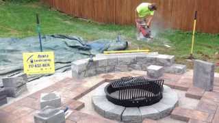 Cutting Nicolock 6quot Colonial Wall Block for Seating Wall in Hanover Pa Ryans Landscaping [upl. by Acinok728]