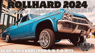 UK LOWRIDER CRUISE AT ROLLHARD 2024 Mica Dori comes for a ride along we hop we hit corners on 3 [upl. by Bunde458]