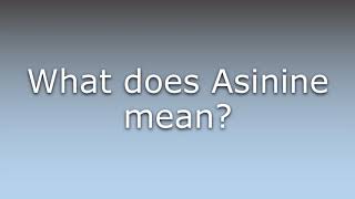 What does Asinine mean [upl. by Wawro475]