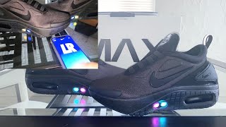 REVIEW Nike Adapt AutoMax Self lacing shoes with lights Triple Black [upl. by Gnilsia]