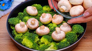 I cook this broccoli 3 times a week Recipe for broccoli and mushrooms in a frying pan Delicious [upl. by Araccot]