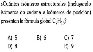 QUIMICA ORGANICA  ISOMERIA PROBLEMA RESUELTO admisión universidadingenieríaQuímica [upl. by Vernier324]