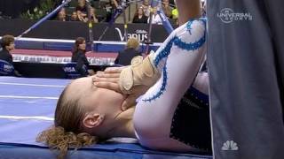 Rebecca Bross injures her knee at Nationals  from Universal Sports [upl. by Newcomb]