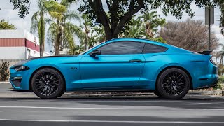 Ford Mustang GT Gets Vinyl Wrapped in 3M Satin Ocean Shimmer  Premium Auto Styling [upl. by Yardna]