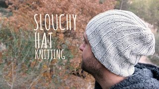 Tutorial Easy Slouchy Hat Unisex Knitting [upl. by Kampmeier]