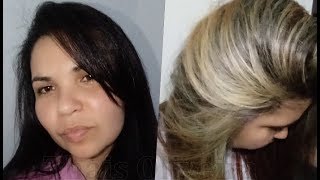 Luzes em CABELO PRETO  Fiz em casa [upl. by Eninnaj]