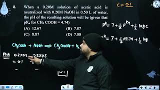 When a 020M solution of acetic acid is neutralized with 020M NaOH in 050 L of water the pH o [upl. by Eelarol]