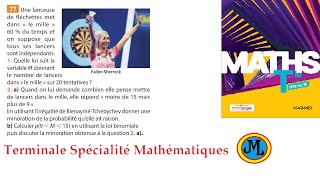 Problème concret avec linégalité de BienayméTchebychev Ex 77 p 421 en Terminale spécialité maths [upl. by Anahcra812]