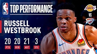 Russell Westbrook Becomes 2ndEVER To Post 20p20a20r In A Game  April 2 2019 [upl. by Toms482]