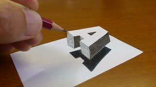 Very Easy How To Drawing 3D Floating Letter quotAquot 2  Anamorphic Illusion  3D Trick Art on paper [upl. by Pincus473]