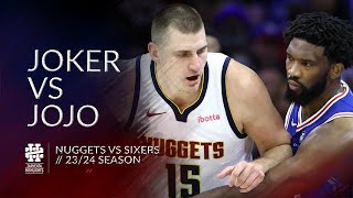 Nikola Jokic vs Joel Embiid Duel Nuggets vs Sixers 2324 season [upl. by Ayotnahs573]