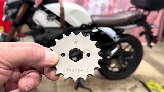 Lifan KPM 200 Installation of 17 tooth front sprocket motorcycle Venom [upl. by Klapp]