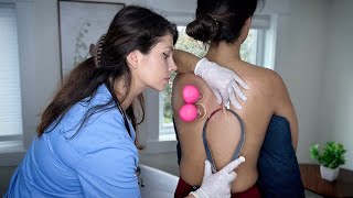 ASMR Real Person Back Exam Skin Check ASMR Back Measuring Chiropractic Adjustment Massage [upl. by Uriiah827]