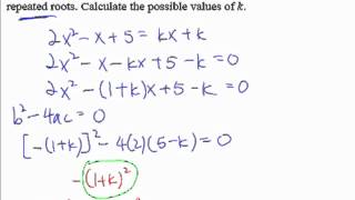 3 Quadratic Equations and Inequalities  Example 2 Repeated Root [upl. by Christensen]