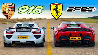 Ferrari SF90 v Porsche 918 Spyder DRAG RACE [upl. by Xymenes]