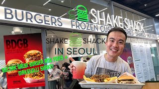 Shake Shack in Seoul BulDak GalBi Burger and Fries  Makgeolli Shake [upl. by Eintihw149]