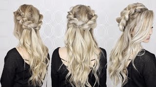 HOW TO HalfUp HalfDown Pull Through Braid amp Waves Tutorial  EASY braid [upl. by Norud]