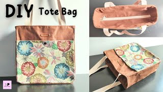 Recessed Zipper Tote Bag  Tote Bag With Recessed Zipper  DIY Tote Bag [upl. by Sherri608]